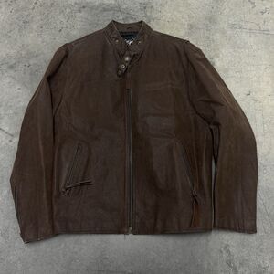 VTG FM Canada Leather Bomber Motorcycle Brown Jacket Men’s Size XL